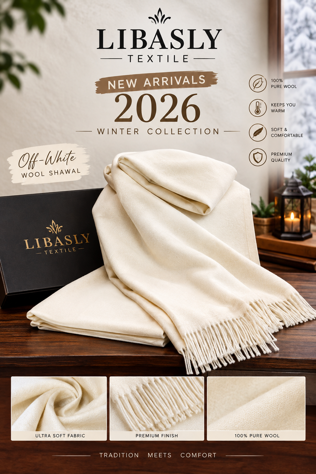 Original Wool Shawl ( Off-White )