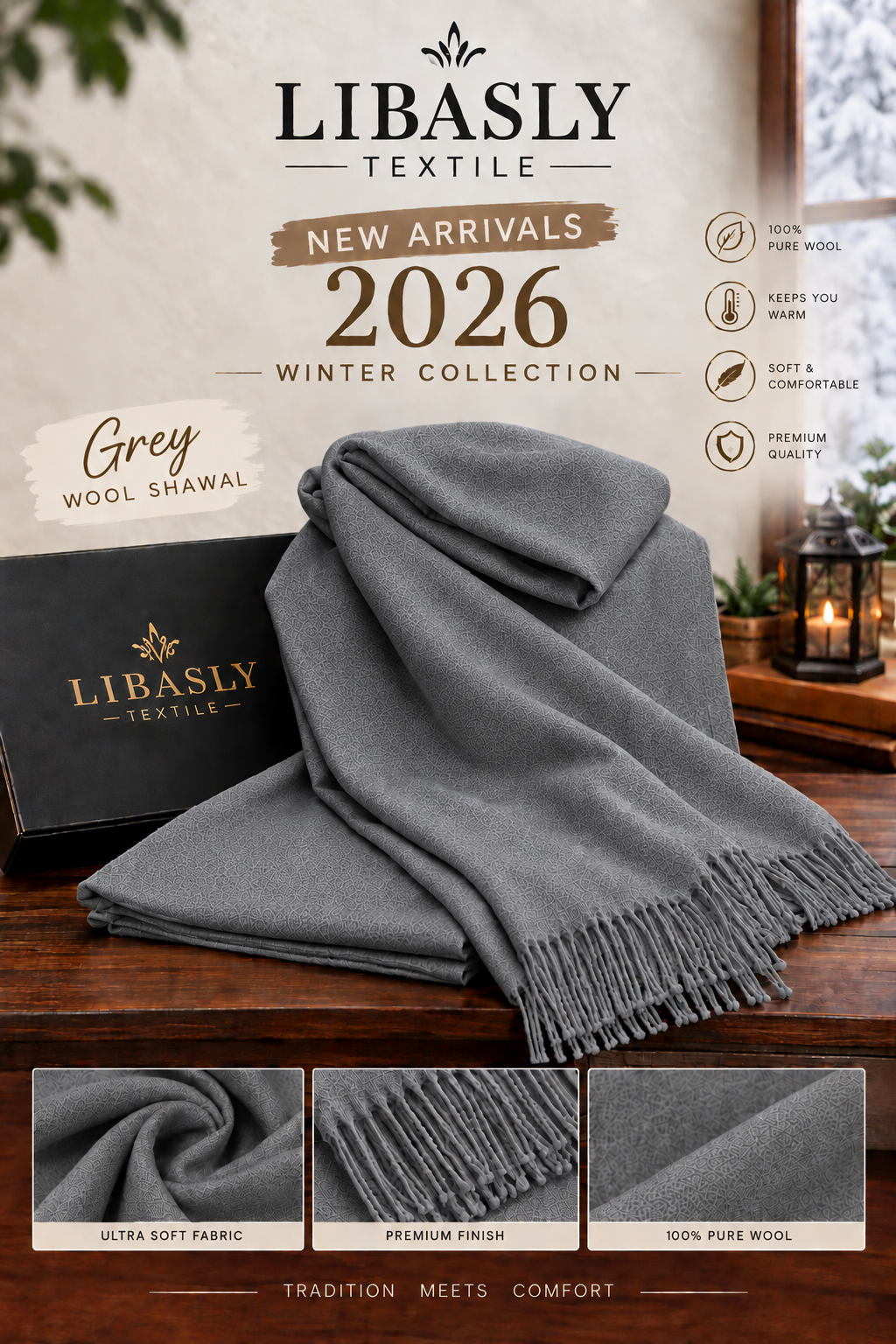 Original Wool Shawl ( Grey )