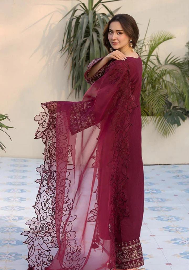 Dhanak 3-Piece Sequence Embroidered Suit with Khadi Net Embroidered Dupatta (Art: 3285)