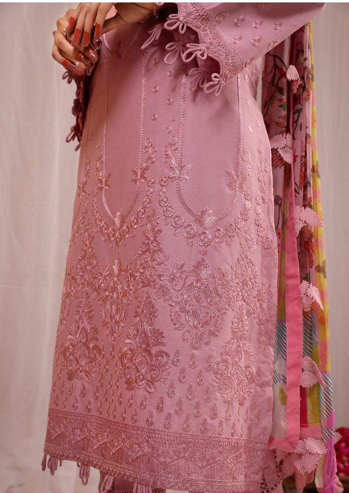 Dhanak 3-Piece Embroidered Suit with Digital Printed Wool Shawl (Art: 664)