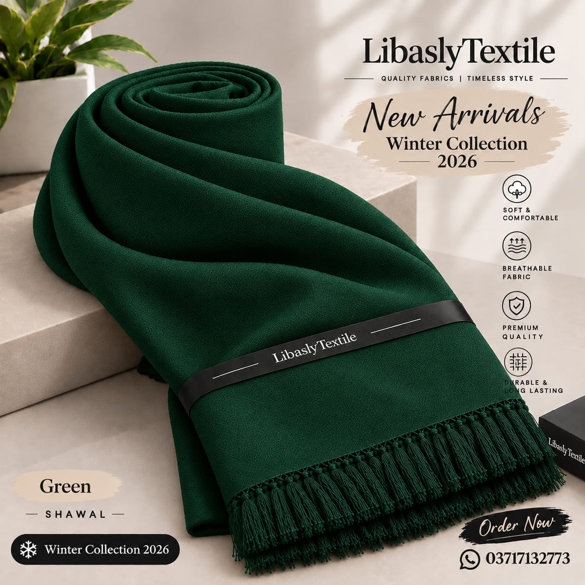 PREMIUM WOOL SHAWL ( Green )