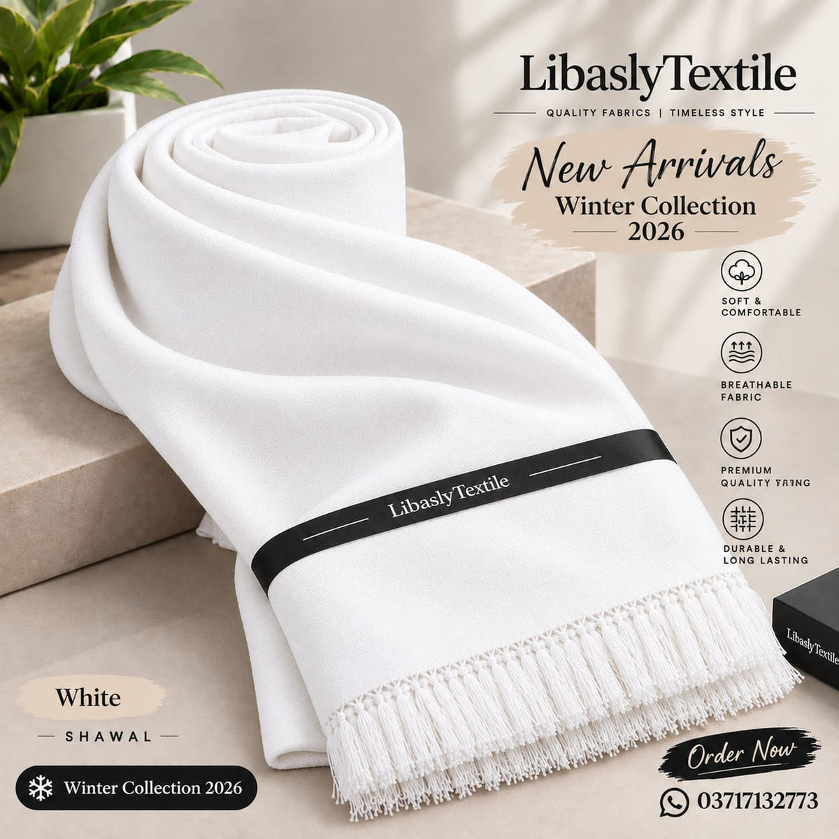 PREMIUM WOOL SHAWL ( White )