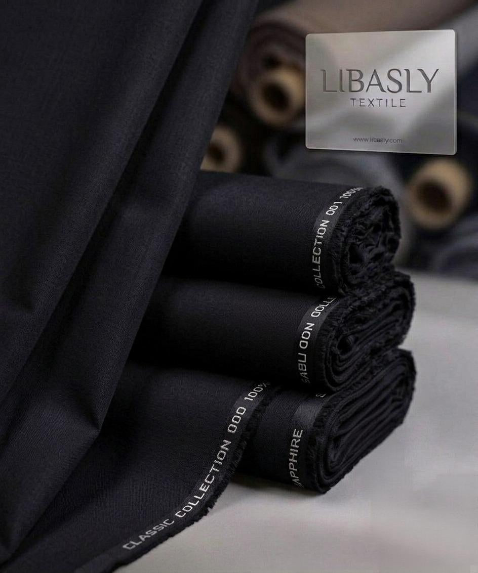 🛍️ Air Jet Cotton – Special Unstitched Suit  (  Jet Black  )