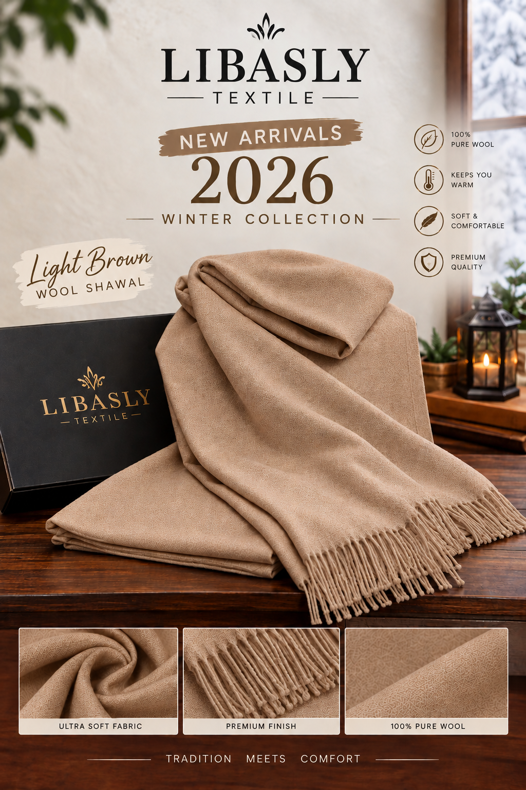 Original Wool Shawl ( Light Brown )