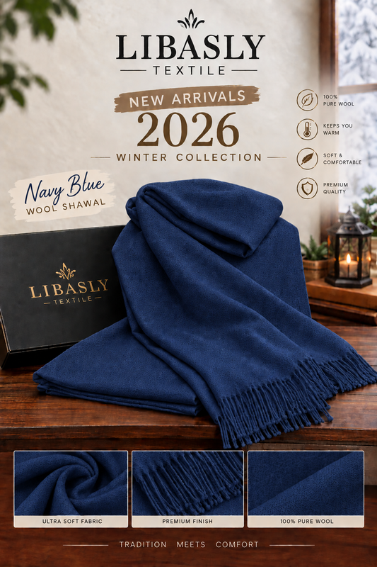 Original Wool Shawl ( Navy Blue )