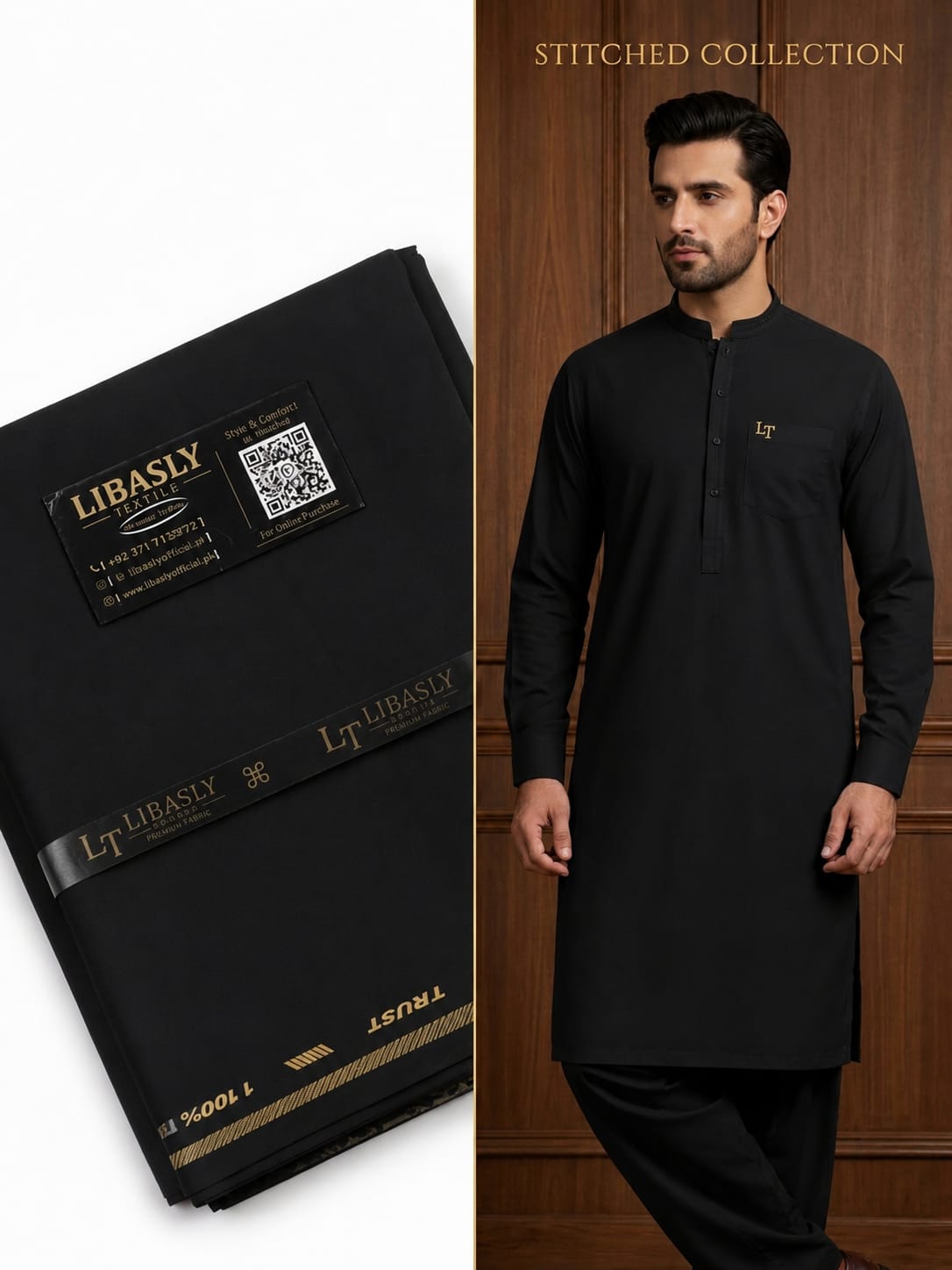 🛍️ Dynasty Cotton – Premium Unstitched Suit ( Black )