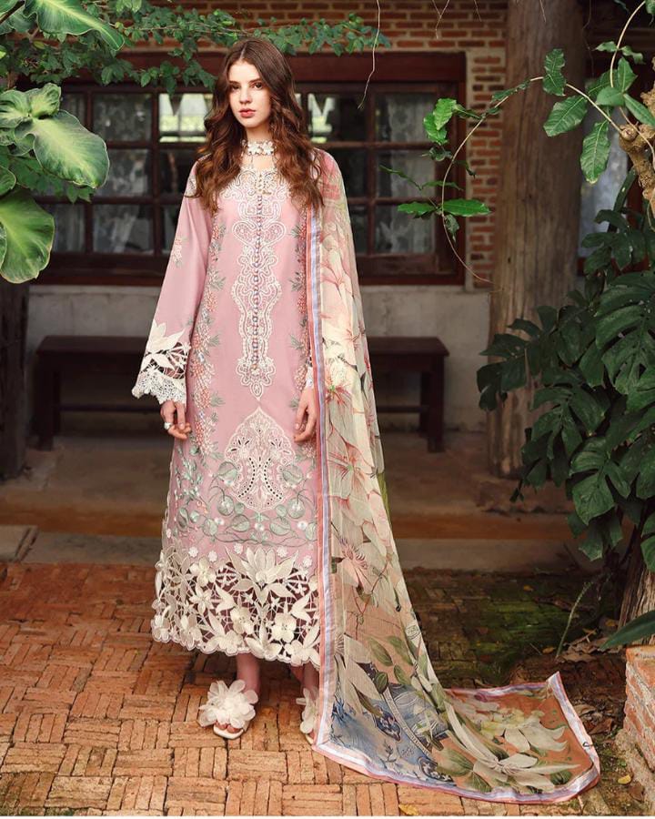 Dhanak 3-Piece Chikankari Embroidered Suit with Digital Printed Wool Shawl (Art: 6384)