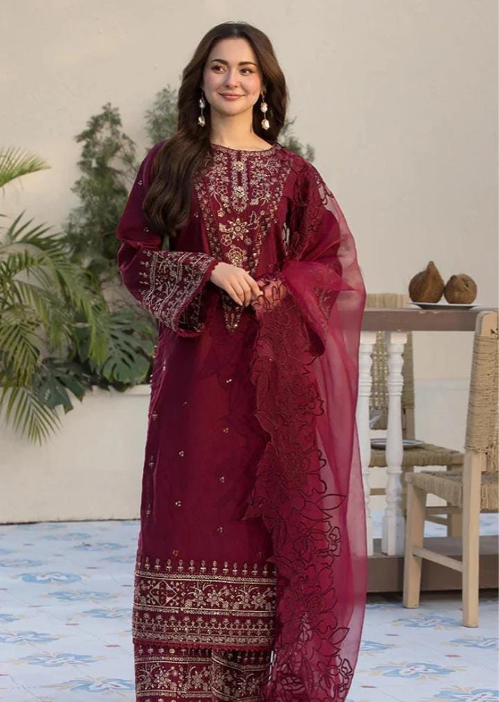 Dhanak 3-Piece Sequence Embroidered Suit with Khadi Net Embroidered Dupatta (Art: 3285)