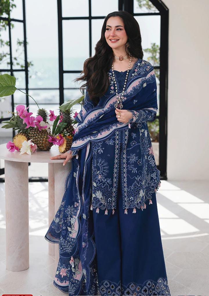 Dhanak 3-Piece Chikankari Embroidered Suit with Khadi Net Embroidered Dupatta (Art: 6222)