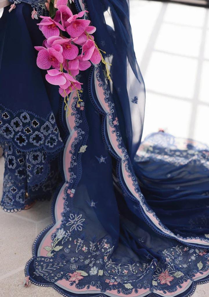 Dhanak 3-Piece Chikankari Embroidered Suit with Khadi Net Embroidered Dupatta (Art: 6222)