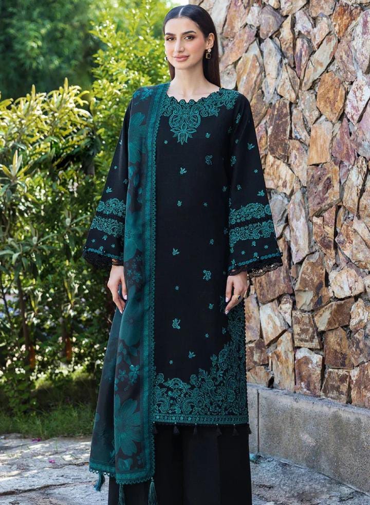 Dhanak 3-Piece Embroidered Suit with Digital Printed Wool Shawl (Art: 6098)