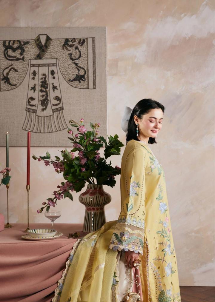 Dhanak 3-Piece Embroidered Suit with Khadi Net Pallu Embroidered Dupatta (Art: 6453)