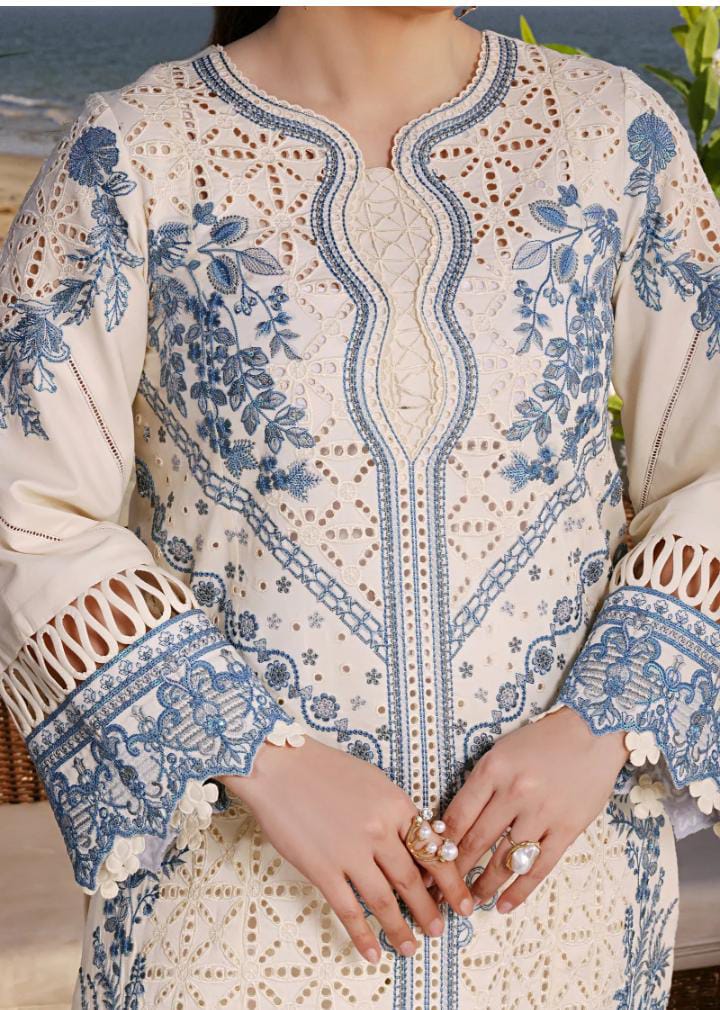 Dhanak 3-Piece Chikankari Embroidered Suit with Khadi Net Pallu Embroidered Dupatta (Art: 6335)