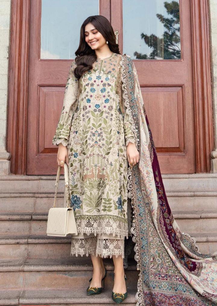 Dhanak 3-Piece Sequence Embroidered Suit with Digital Printed Wool Shawl (Art: 3391)