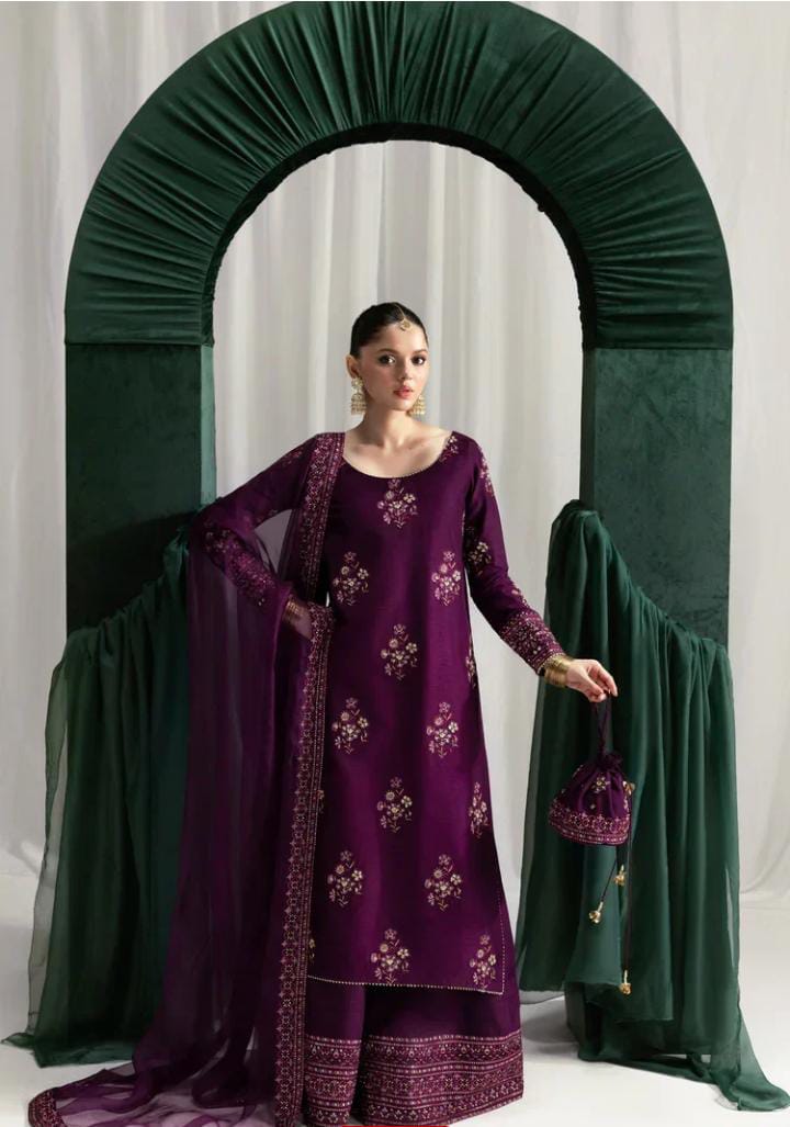 Dhanak 3-Piece Sequence Embroidered Suit with Chiffon Pallu Embroidered Dupatta (Art: 6316)