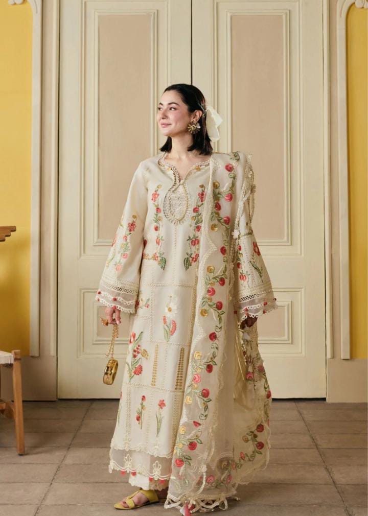 Dhanak 3-Piece Chikankari Embroidered Suit with Ready-To-Wear Khadi Net Dupatta (Art: 6389)