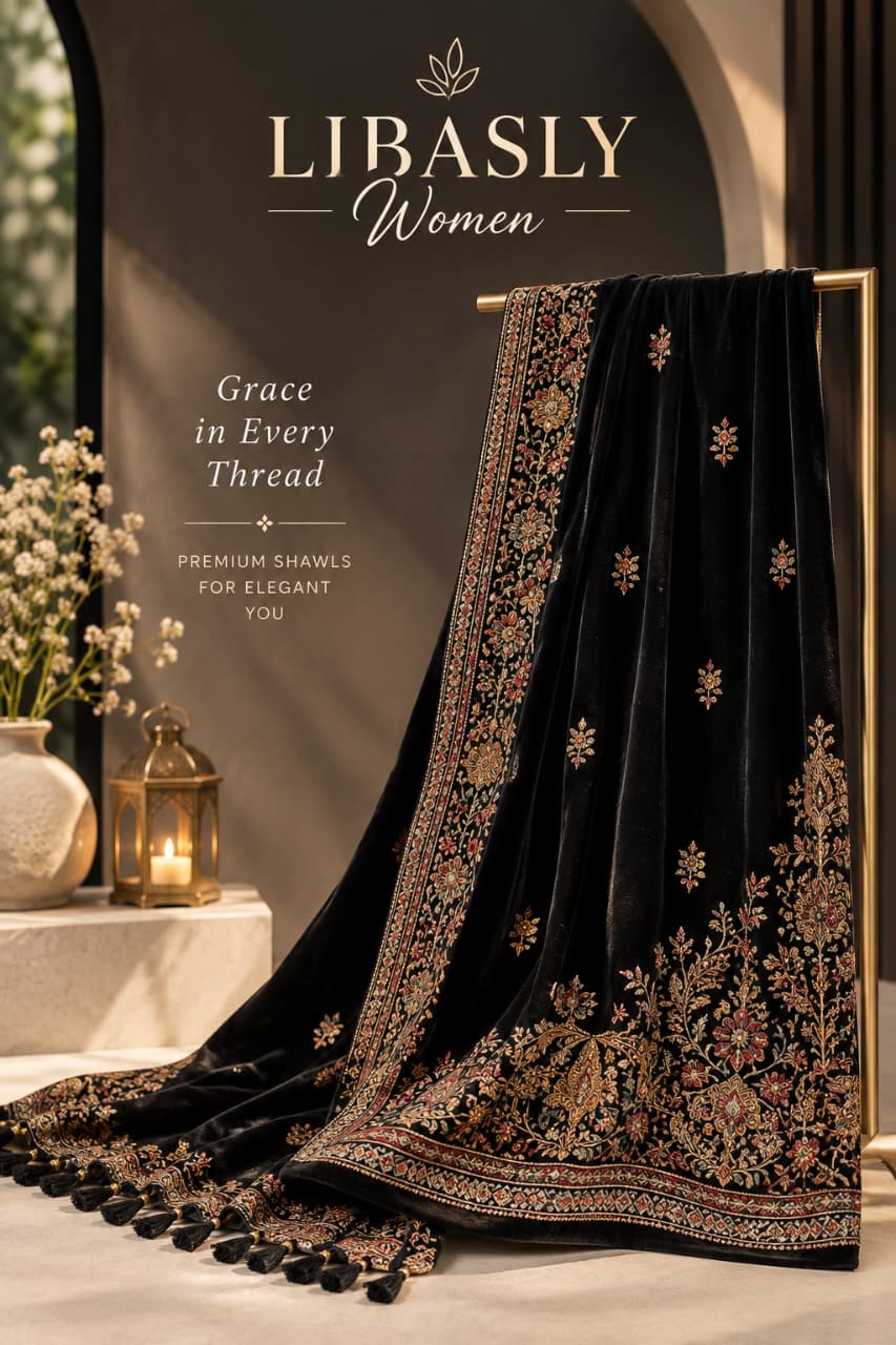 Ladies Embroidered Shawl ( Black )